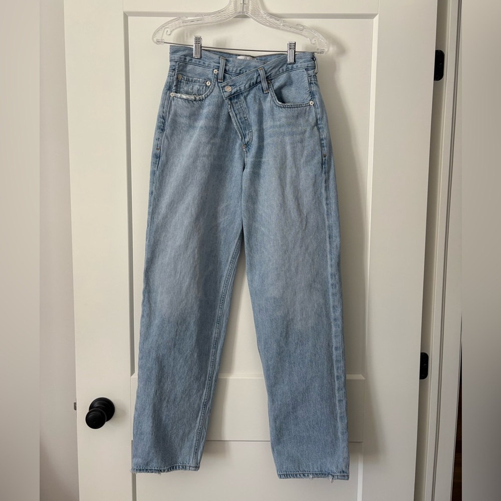 Agolde Light Blue Denim Criss Cross Jeans
